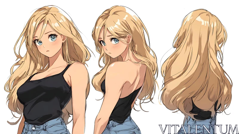 AI ART Blonde Anime Girl in Casual Outfit