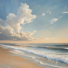 Peaceful Seascape with Clouds and Waves