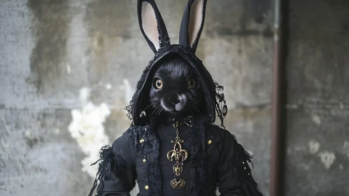 Anthropomorphic Bunny in Gothic Fashion