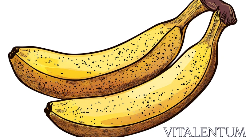 Two Yellow Bananas Close-Up AI Image