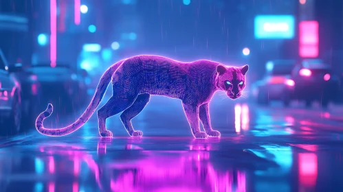 Futuristic Feline: A Neon-Lit Predator