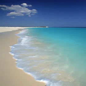 Tranquil Beach View: White Sand and Blue Sky