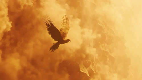 Bird Flying at Sunset