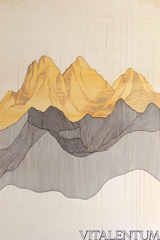 Abstract Mountain Landscape Drawing AI Image