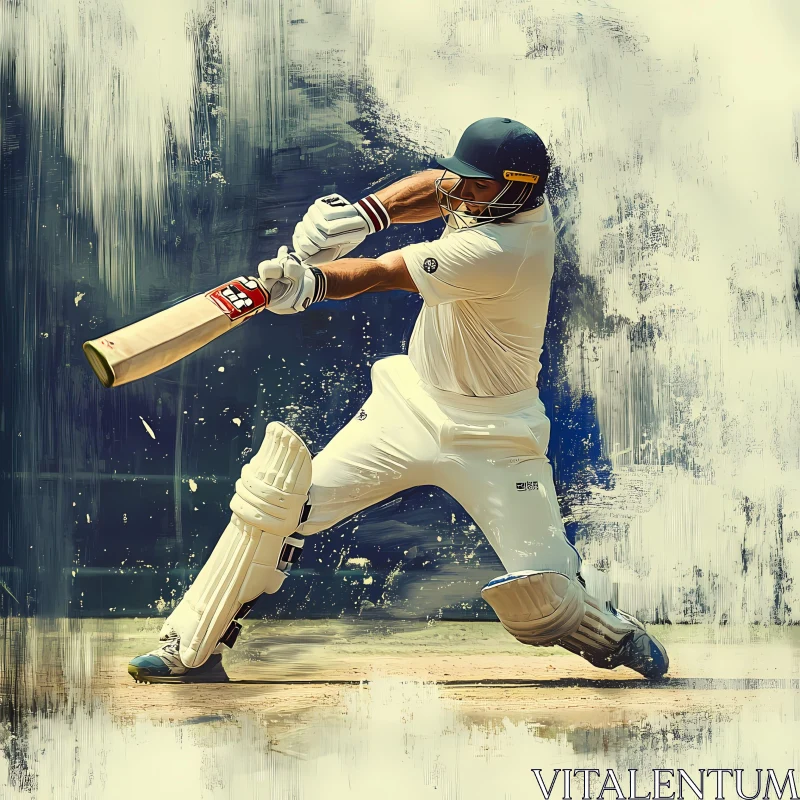 Dynamic Cricket Action Shot of a Batsman in Motion AI Generated Picture AI Image