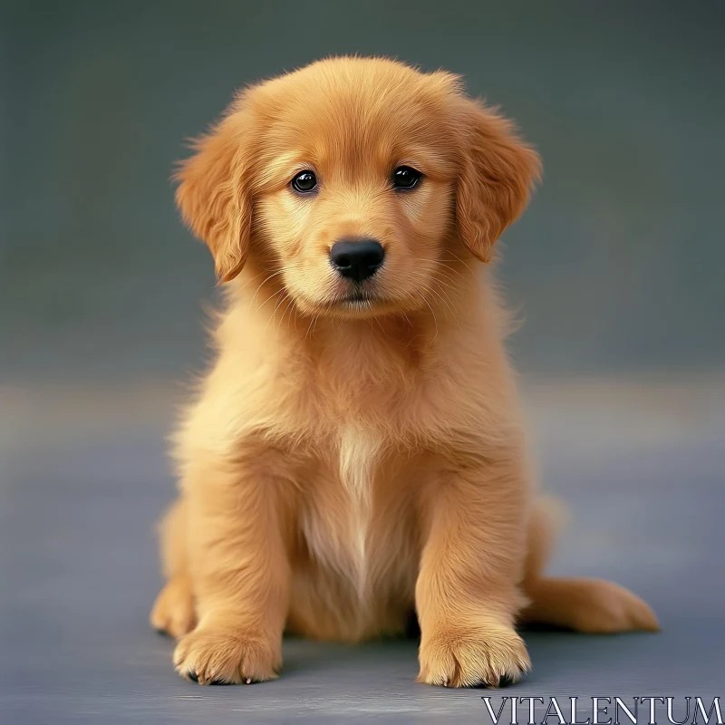 Cute Golden Retriever Puppy Portrait AI Image