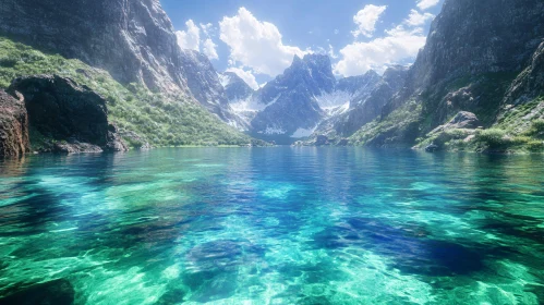 Majestic Mountain Lake with Crystal Clear Waters