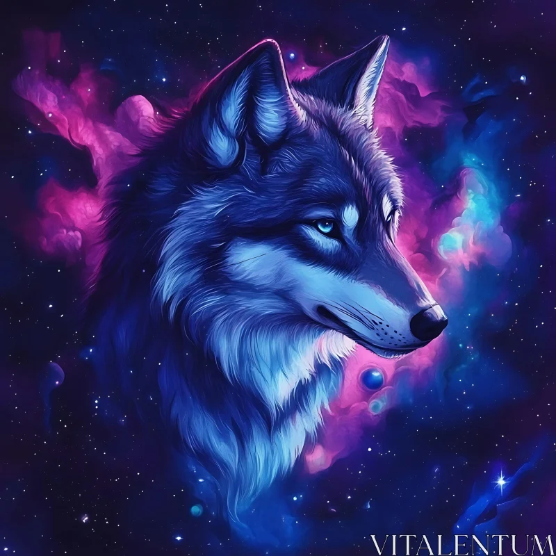 Wolf in Space Art AI Image