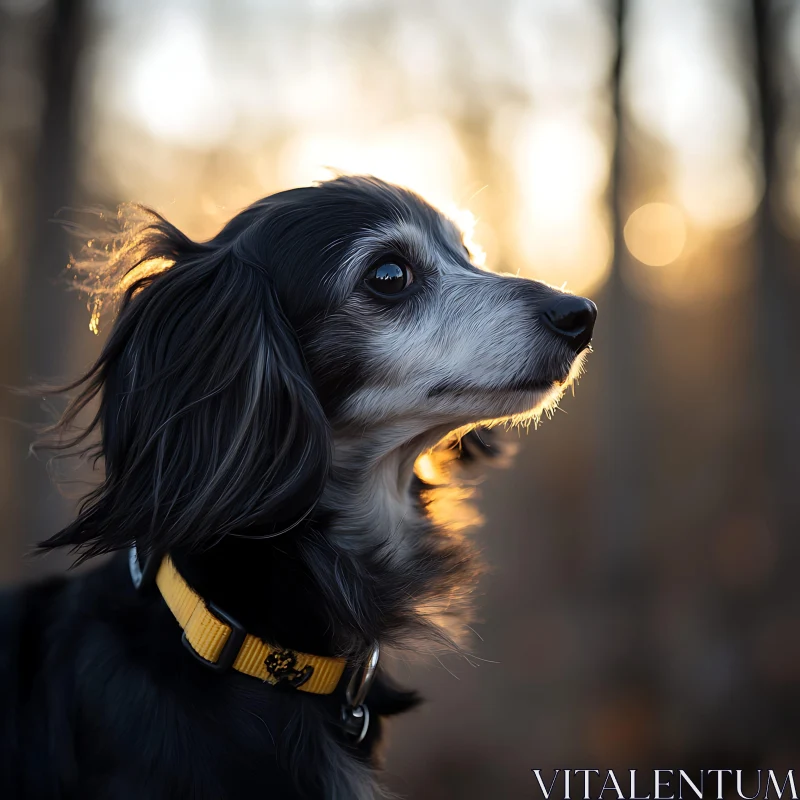 Dog's Silhouette During Sunset in Forest AI Image