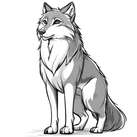 Elegant Gray Wolf Digital Artwork