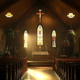 Sunlit Sanctuary: A Peaceful Church Interior