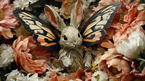 Floral Rabbit with Wings