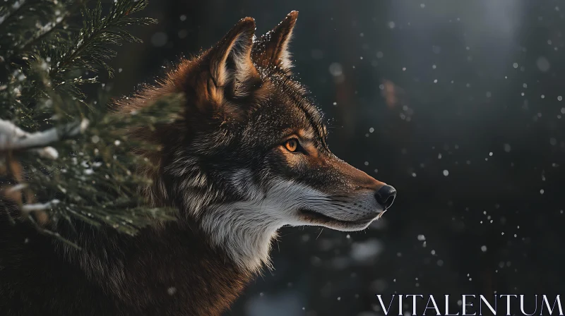 Winter Wolf Portrait AI Image