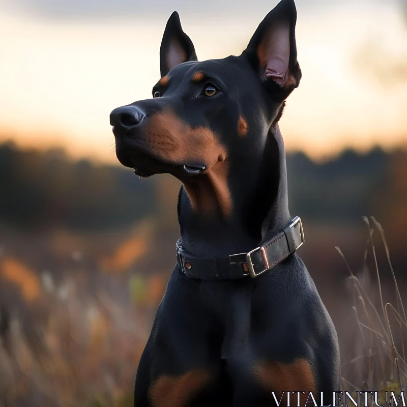 Alert Doberman in Nature AI Image