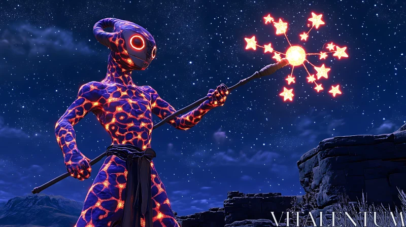 Starry Night Alien Protector AI Image