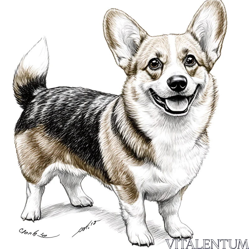 Corgi Dog Illustration AI Image