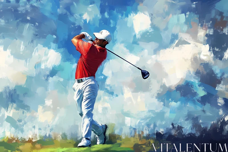 AI ART Artistic Golf Swing Painting - Dynamic Sports Artwork , AI