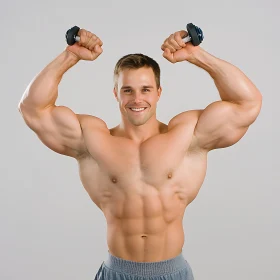 Muscular Man with Dumbbells