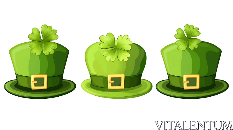 Green Hats with Clovers AI Image