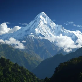 High Mountain Scenery with Clouds