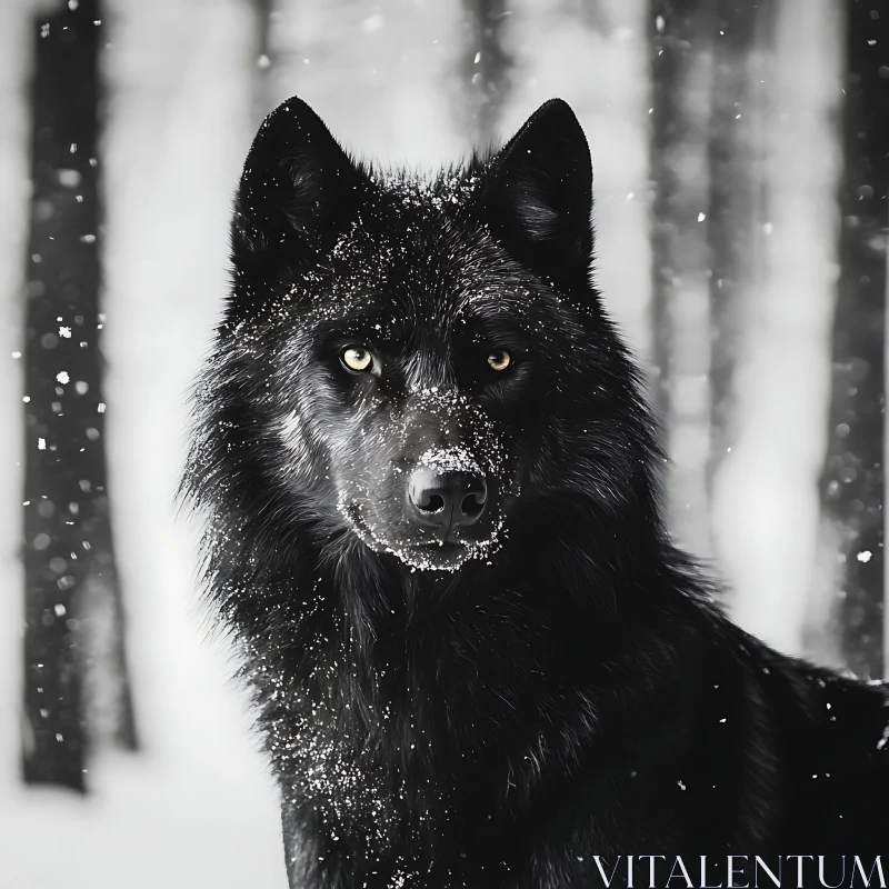 Snowy Wolf Portrait AI Image