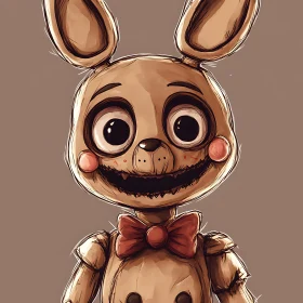 Cartoon Rabbit Doll with Red Bowtie
