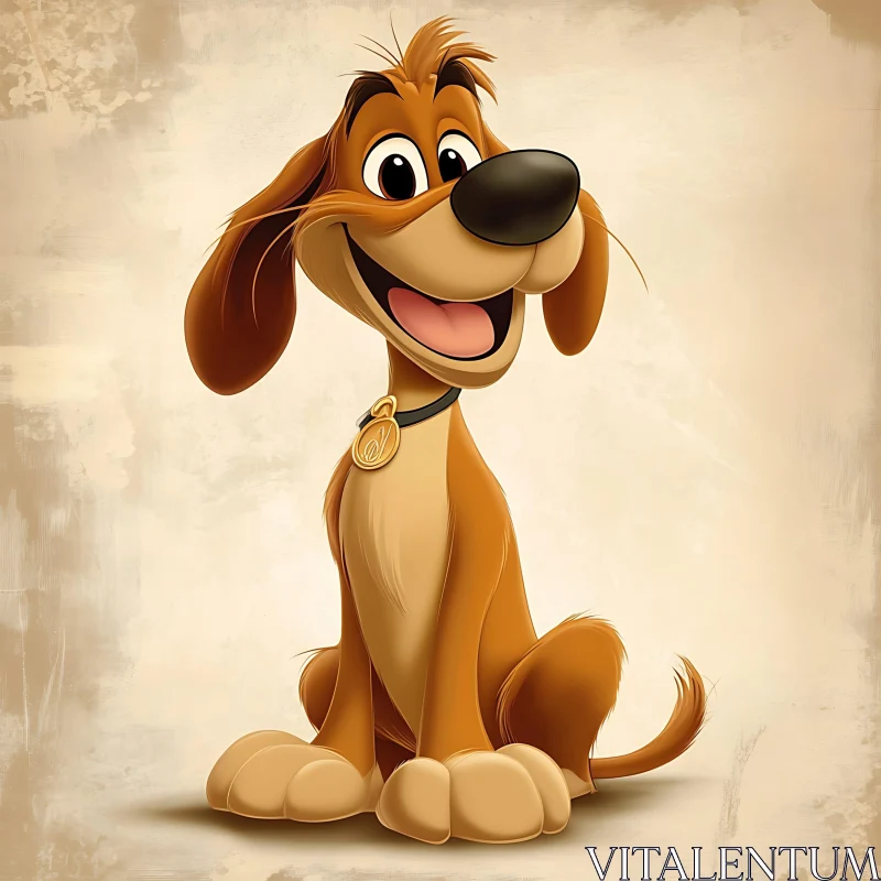 Cute Cartoon Dog with a Playful Expression AI Image