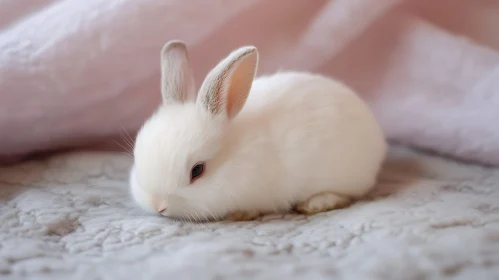 Serene Image of a White Rabbit Resting