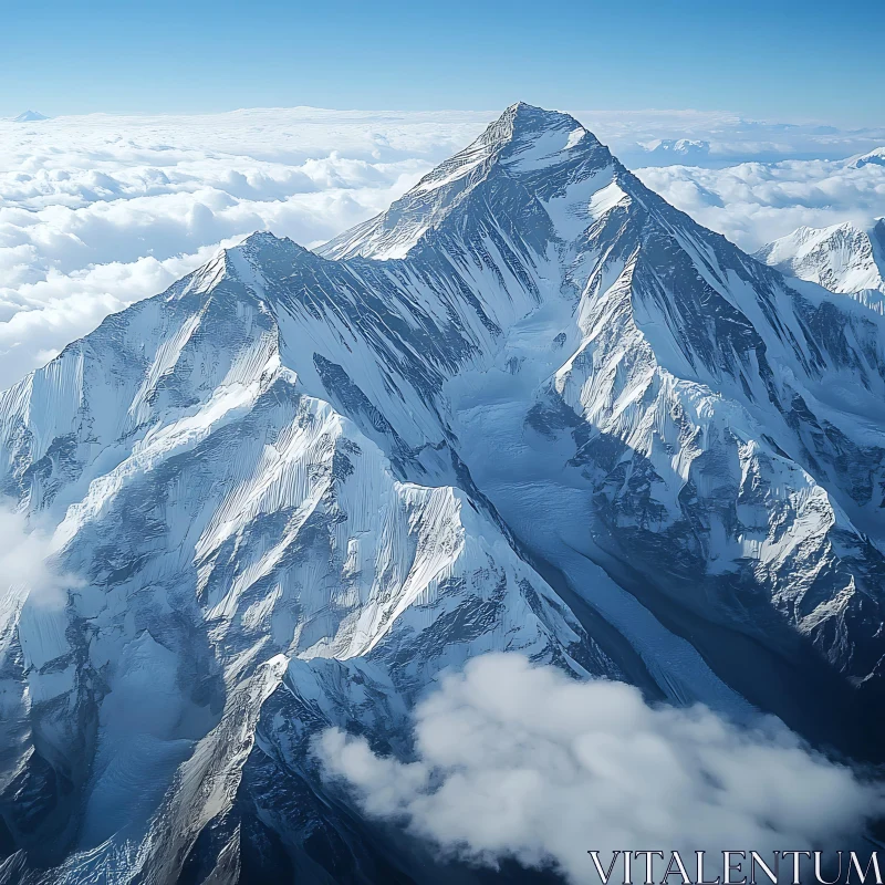 AI ART Snowy Mountain Peak Above the Clouds