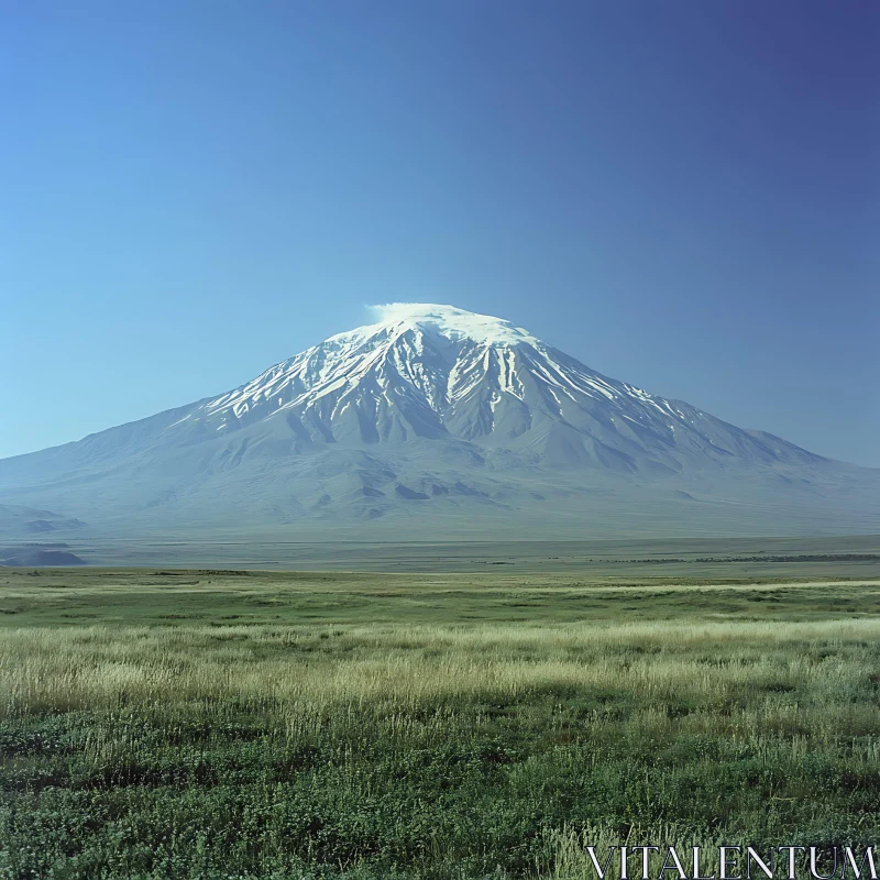 AI ART Mountain Landscape with Snow Capped Peak