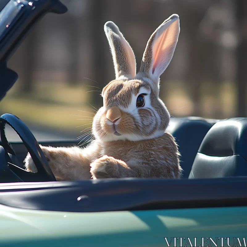 Bunny Behind the Wheel AI Image