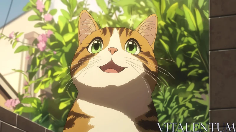 AI ART Delightful Cat Animation with Greenery