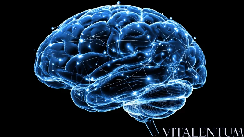 Illuminated Brain with Neural Connections AI Image