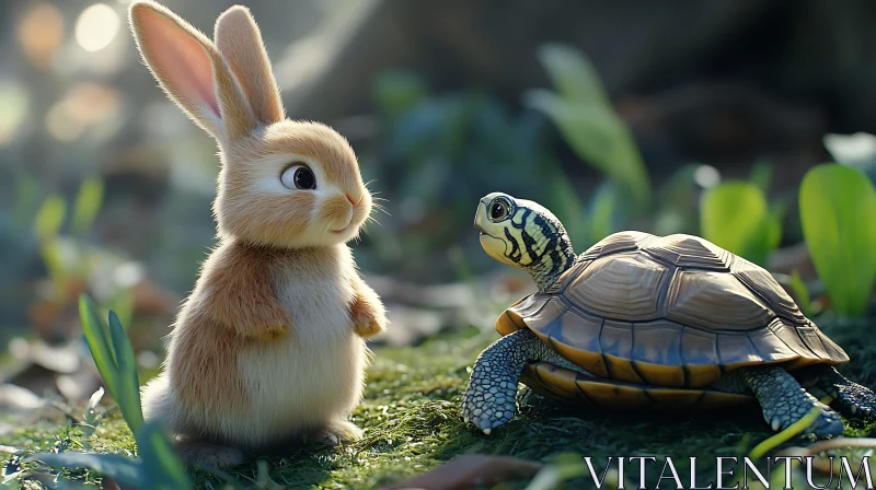 AI ART Rabbit and Turtle in Harmony