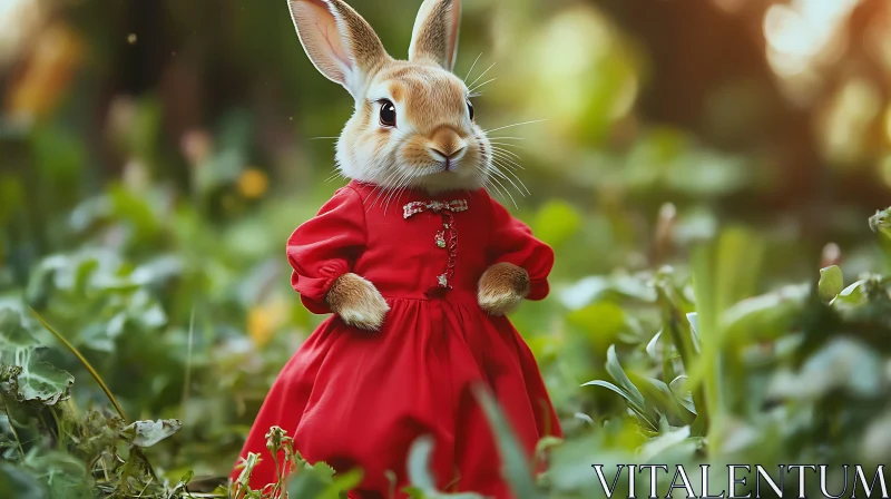 Rabbit in Red Dress AI Image