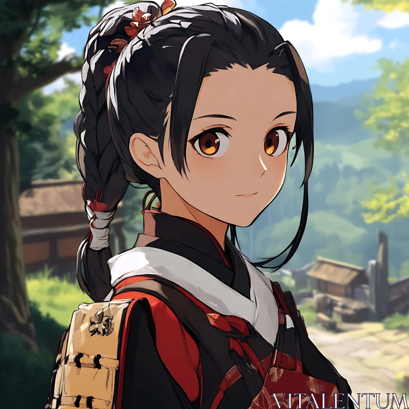 Anime Character in Traditional Warrior Attire AI Image