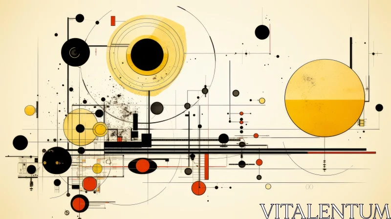 Yellow Abstract Art with Futuristic and Mechanical Elements AI Image