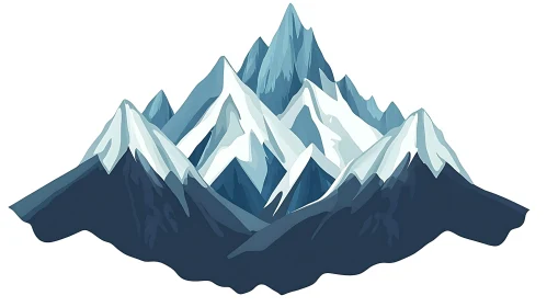 Snowy Peaks Mountain Illustration Art