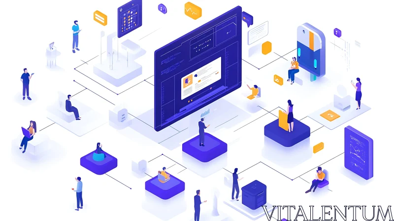 Isometric Digital Network AI Image