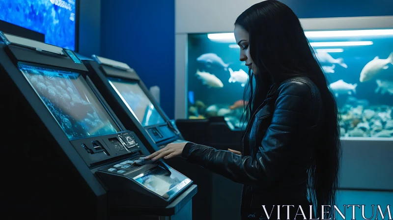 AI ART Arcade Gaming with Fish Tank Backdrop