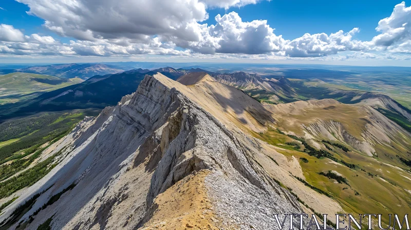 Aerial View of Rugged Mountain Landscape AI Image