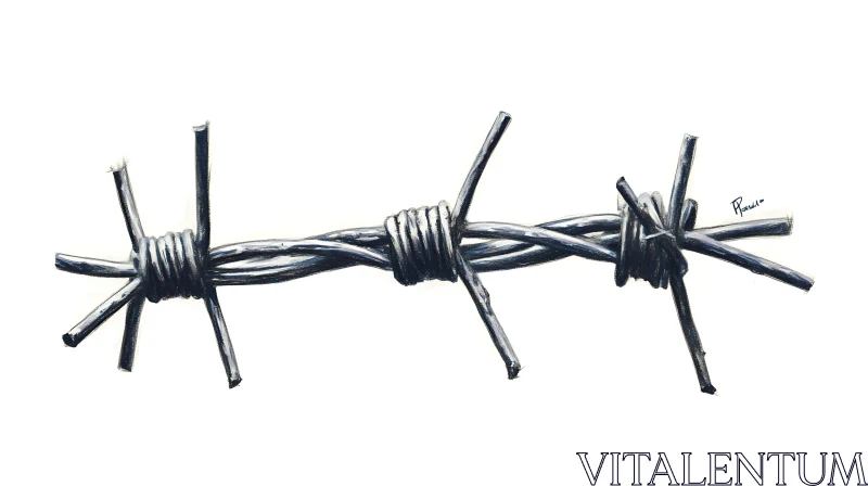 AI ART Metallic Barbed Wire on White