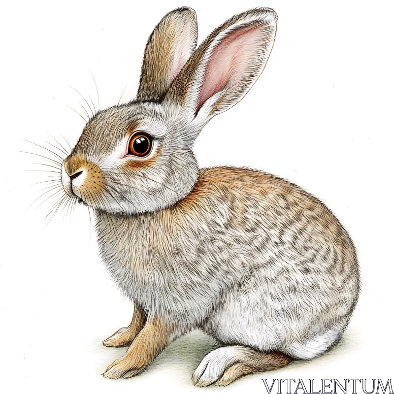 Detailed Rabbit Illustration on White Background AI Image