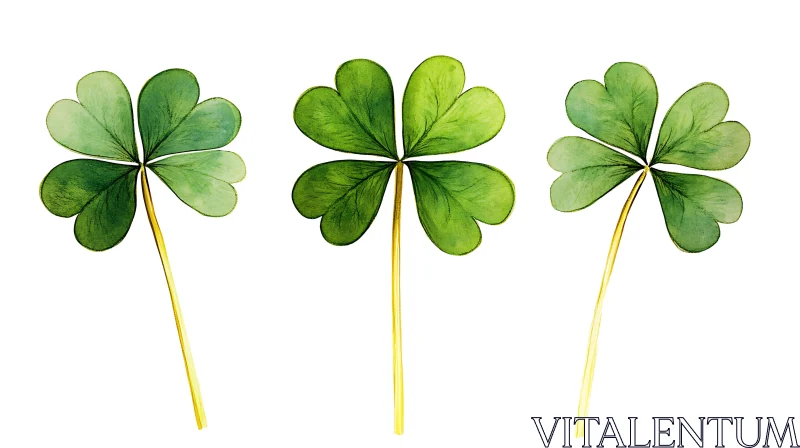 Watercolor Shamrock Illustration AI Image