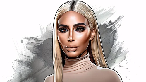 Artistic Depiction of Kim Kardashian's Portrait