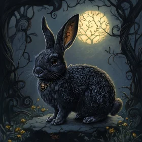 Mystical Hare Under the Moon's Glow