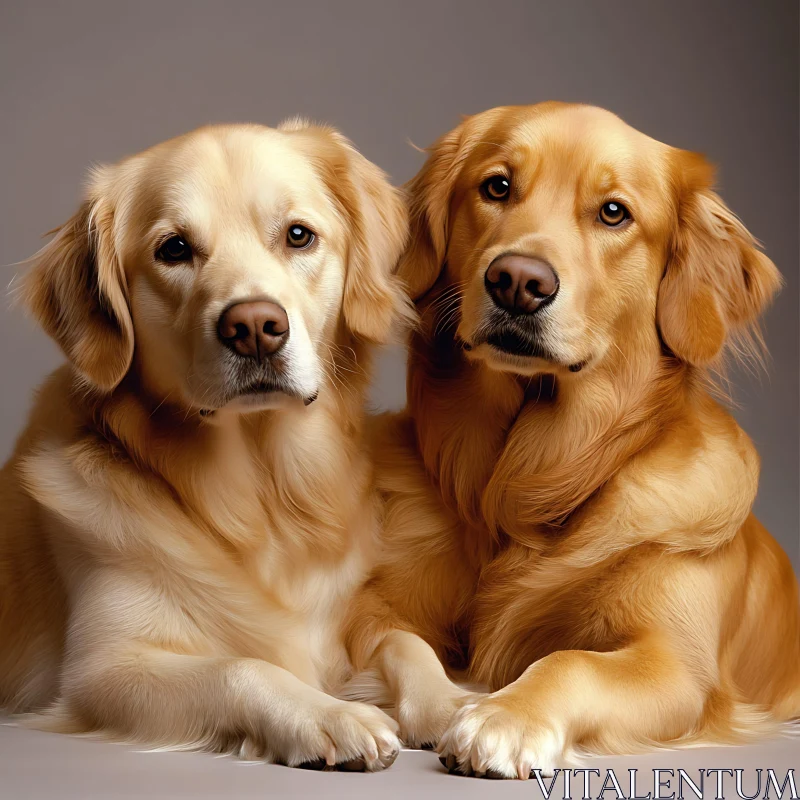 Affectionate Golden Retriever Dogs Together AI Image