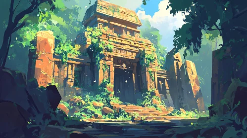 Forgotten Temple in Lush Forest