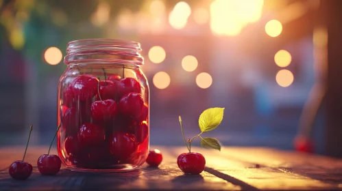 Summer Cherries in Glass Jar