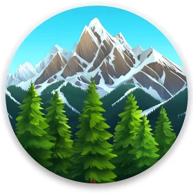 Snowy Peaks and Evergreen Trees